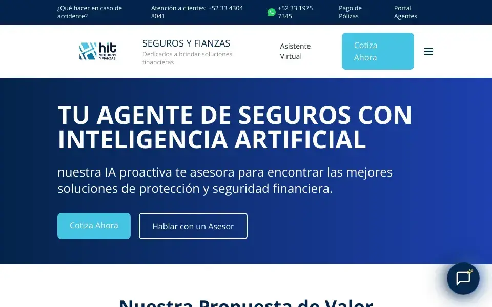 Vista del proyecto HIT Seguros y Fianzas